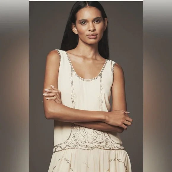 By Anthropologie Sleeveless Embellished Romper - Picture 4 of 4